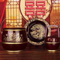 Wedding bride accompanied by married red special large solid wood toilet Three sets of swing pieces Qiao relocating with supplies Wedding children and grandchildren