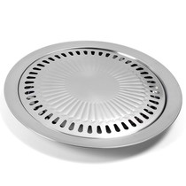 Stainless steel round Korean barbecue tray household non-stick barbecue pan electric pottery stove light wave oven baking tray Baking Net Set