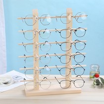 Hanging frame large props solid wood glasses shelf display rack placed thick wood simple two-layer ornaments double row