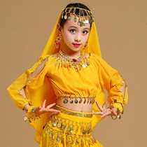 Childrens belly dance performance clothing childrens Indian dance performance girl Xinjiang folk dance Lantern long sleeve shirt
