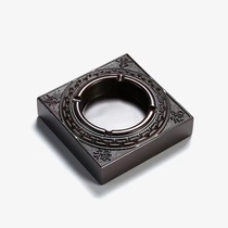 New products Home Commercial with cover ashtrays Black sandalwood solid wood round square retro Chinese custom