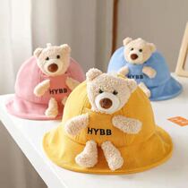Baby hat autumn and winter sunshade protection fishermans hat boy girl cute super cute baby warm basin hat tide