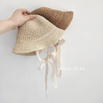 innet red baby lace lace straw hat South Korean children sunhat spring and summer baby boy grass chiche hat