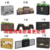 Iron Art Outdoor Flower Case Combined Patio Rectangular Flower Beds Outdoor Green anti-corrosive flower pot flower pool customizable
