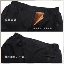 Middle-aged and elderly padded velvet casual trousers mens grandfather high waist loose pants autumn and winter lamb velvet mens pants plus size