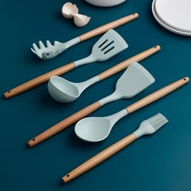 Spot Spatula Silicone special kitchenware shovel household shovel cooking dishes do not hurt pot non-stick pan spoon set wooden handle big soup spoon