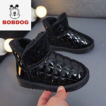 Babu bean children's snow boots non-slip soft bottom thickened winter new cotton boots warm boys and girls fur boots