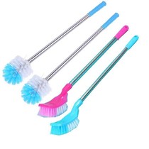 Toilet toilet brush toilet suction dredge stainless steel long handle bathroom toilet decontamination cleaning 4-1 pack