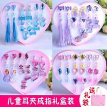 Childrens earbuds clips without earbuds with clip-style earrings princess girl flowers earbuds with toy pearls earrings adorable
