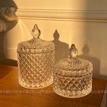 Not tired girly heart Korean pineapple pattern sugar cube glass jar jewelry storage home resumption ornament storage Nordic
