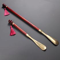 Shoot pub red sandalwood pure copper pluck boutique brass shoes pull long solid wood copper shoe puller shoe loader