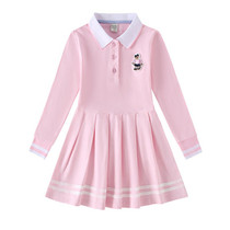 Girls dress Dress Pure Cotton 2022 Spring Dress New Kids Baby Academy Wind Polo Skirt Girl Foreign Air Long Sleeves