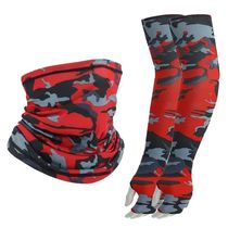 Fishing Sunscreen Camouflage Sleeves Fishing Scarf Anti-UV Ice Silk Two-piece Set