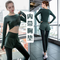 Yoga clothing autumn and winter Net red with chest pad professional quick clothes beginner gym running sports suit female