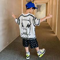 Boys summer clothing suit 2022 new childrens ocean atmosphere handsome boy boys summer sports short sleeve two sets