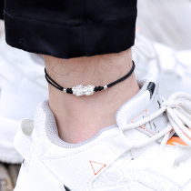Zhao Cai cat ankle chain men and women silver transport couple a pair of personality woven foot rope red to send boys birthday gifts