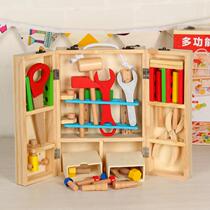 Child Toy Toolbox Emulation Puzzle Repair Over Home Suit Boy Repair Wooden Removable Screw Baby