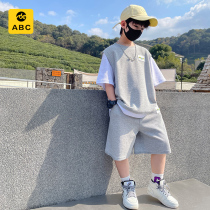 ABC Boy Suit 2022 new Summer Chaoshuai Fashionable Nets Red Fried Street Short Sleeves CUHK Child Summer Clothing