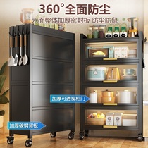 2022 Upper new carbon steel shelve with door kitchenette floor multilayer dust-proof dining side lockers Put pan with electric heat