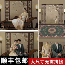 Whole Family Fu Oil Painting Cloth Background Cloth Background Cloth Photo Studio Shooting Props Retro Spray Painted Background Imitation Hand-painted Work Stroke Mural Painting China Wind Indoor Art Writing Real Photo Curtain Cloth Background Cloth