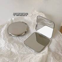 Small mirror mens portable mini handheld double-sided folding with a stainless steel home Dormitory Makeup Mirror