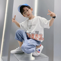 Boy suit Summer 2022 new children Korean version of the Korean Air China CUHK Childrens thin short sleeve child clothing T-shirt Two sets