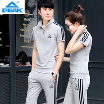Pike Short Sleeve Sports Suit Male Couple Summer Turn over T-shirt Long pants casual sportswear woman Two sets loose T