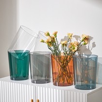 Transparent acrylic plastic waking flower barrel flower shop supplies French style home big number round floor deep water bubble flower bottle