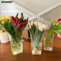 Han Style High Transparent Flower Barrel PC Resistant Flower Vase Flower Shop Supplies Professional Wake Up Flower Materials Home Flower Arrangement Decoration