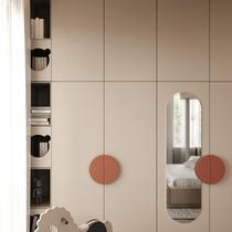 Modern minimalist Nordic Color Childrens room Wardrobe Door Trim Colorful Full House Custom Door Panel Semi-circle Solid Wood Handle