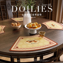 New Chinese retro silica gel leather sector dining mat waterproof anti-oil and burn-proof and heat insulation mat table table protection mat