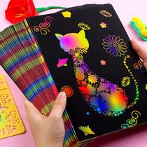 100 pieces of colorful scraping paper a4 childrens primary school kindergarten 8 black color painting 4k color color papers hand graffiti diy shaved paper painting color paper sandpaper suit