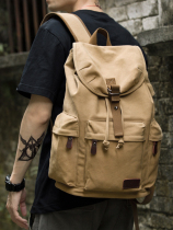 Li Ning Retro Men Canvas Double Shoulder Bag Junior College Students School Bag Trend Leisure Large Capacity Travel Bag Backpack