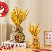 Opening barley vase golden rice ear dried bouquet blessing bag flower basket decoration living room decoration housewarming gift
