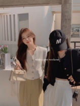 ONCE AGAIN elegant heavy work wave edge short jacket female temperament name Yuanyu small fragrant chic early spring blouses