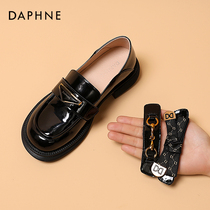 Daphne Le Foe Shoes Woman 2022 New Summer Commute Black Small Leather Shoes Inron Women Shoes Summer Bean Shoes Single Shoes