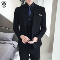 TWG casual fashion Western-style suit Mens Korean version Body Pure Color Superior New Groom Gown Suit two-piece set