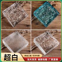 Glass brick transparent square partition wall crystal ultra-white bathroom dry and humid partition solid screen crystal brick network red