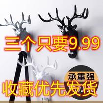 Punching clothes hat creative hook up to wall Deer Corner Stick Hook Multifunction Shelve Without Mark Powerful Hanging Clothes Hook