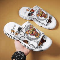 Tide card word slippers male outwear 2022 new summer trends Fashion personality web Red country Tide Folk sandals