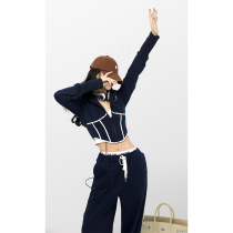 Aunt Barbie Sports Wind Spice Girls to collect waist short suit Womens early spring New long pants Korean drama wearing a two set