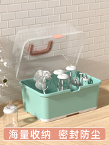 Q baby bottle storage box baby food supplement tool dust-proof drain rack large-capacity tableware box storage locker