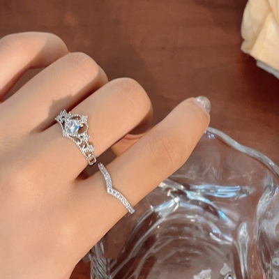 taobao agent Wedding ring for princess, adjustable ring with stone, props