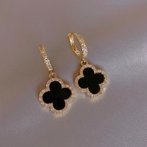Ottles Discount Store Withdrawal Cabinet Clear Cabin Pick Up Leak 18K Gold Inlaid Drill Four Grass Earrings Outlets Female Accessories