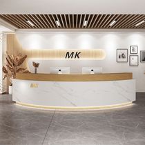 Imitation marble company front desk hotel training class beauty salon curved reception desk simple modern creative cash register