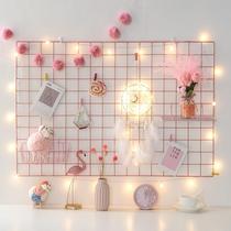 Grid Photos Wall Hanging Wall Decorations Nets Red Ins Wind Wall Room Hanging frame photo Pink color free