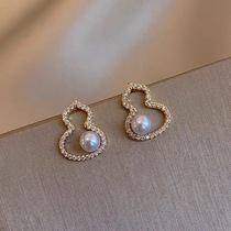 Ottles discount store Withdrawal Cupboard Clearance Clear Cabin Pick-up 18K Gold Pearls Gourd Ear Nail Outlets Female Accessories