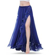 Royal Blue Belly Dance Skirts Oriental Double High Slaits Bel