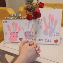Boyfriend and girlfriend commemorative gift handprint painting birthday Valentines Day anniversary team building couple Christmas family friendship DIY