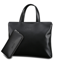 Scarecrow business handbag soft leather shoulder messenger bag computer bag horizontal mens bag simple backpack shoulder bag male